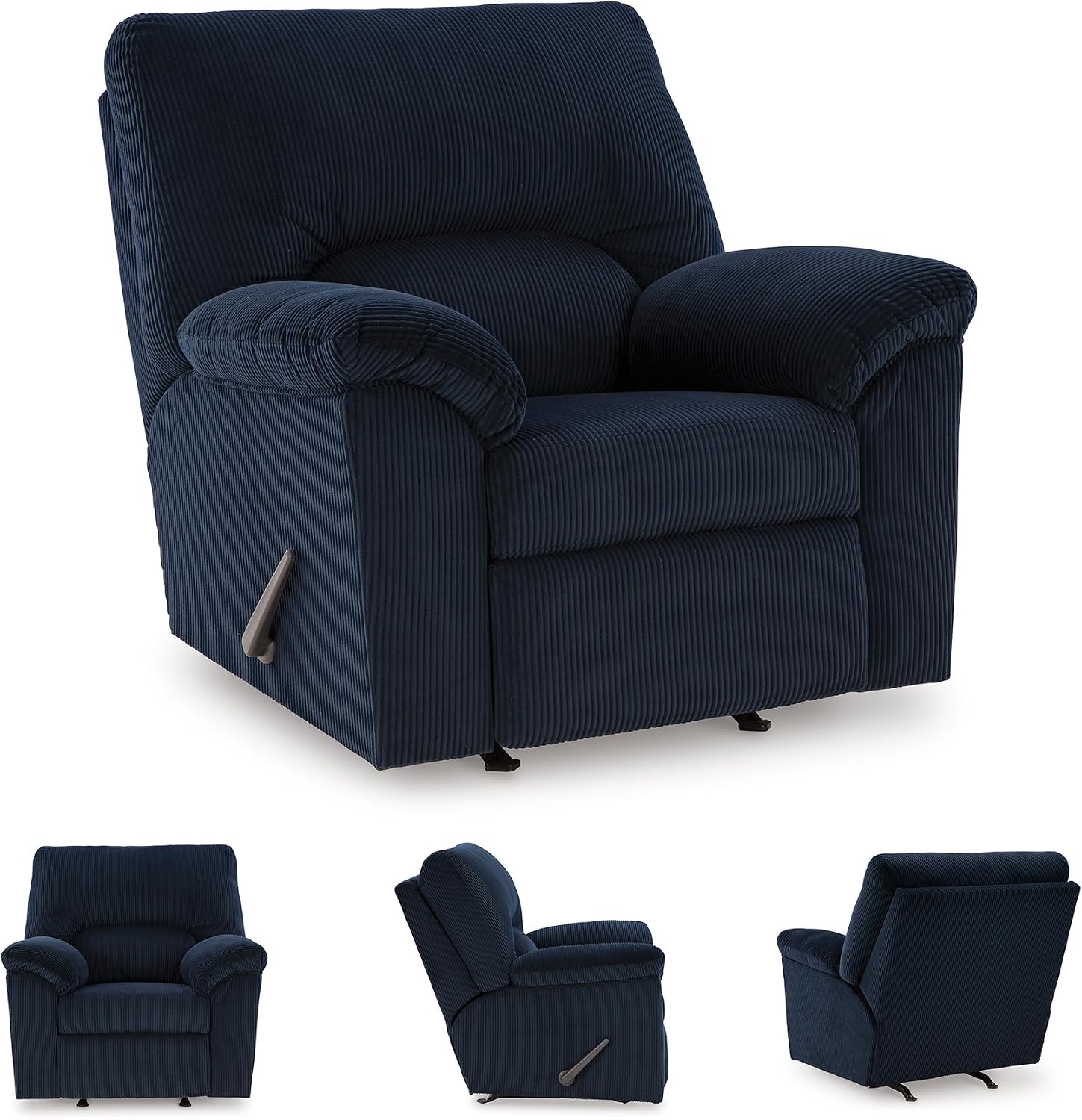 Signature Design by Ashley SimpleJoy Casual Manual Rocker Recliner with Pillow-Top Arms, Blue