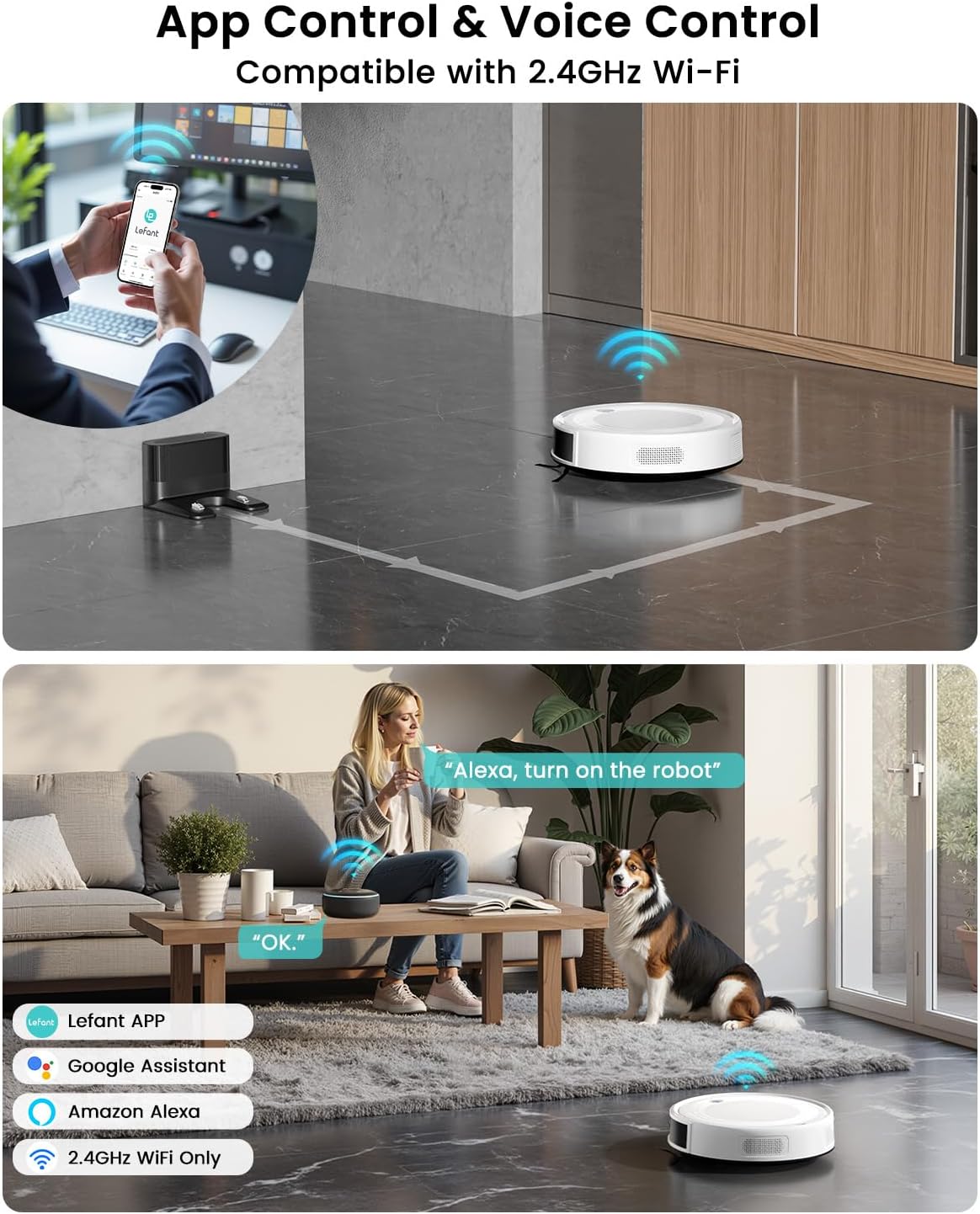Lefant M310 Ultra Robot Vacuum and Mop, 6000Pa Suction-Slim Robotic Cleaner with ToF LiDAR Navigation, Accurate Obstacle Avoidance, WiFi/App/Alexa Control, 170min Runtime,