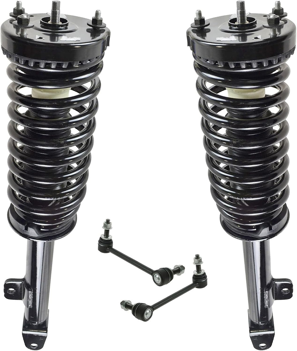 TRQ Front Suspension Kit Complete Strut & Coil Spring Assembly Sway Bar Stabilizer Link Compatible with 2005-2010 Chrysler 300 2006-2010 Dodge Charger 2005-2008 Magnum