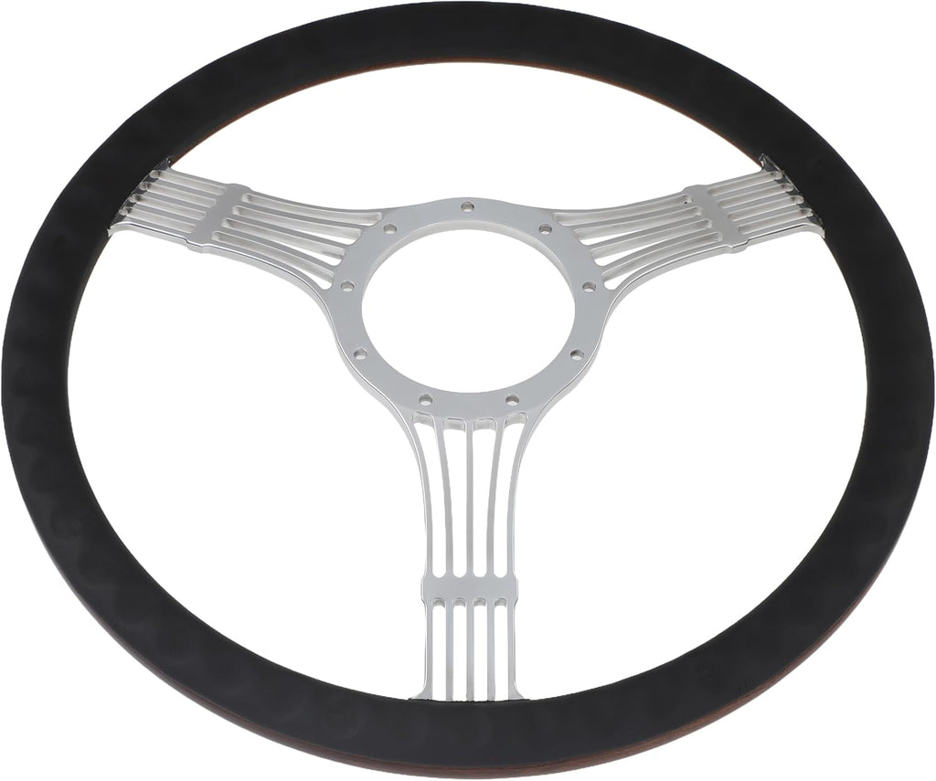 15.5'' 5-String Billet Banjo Full Wrap Steering Wheel with 9 Bolts 2'' Dish and Horn Button (Walnut Wood)