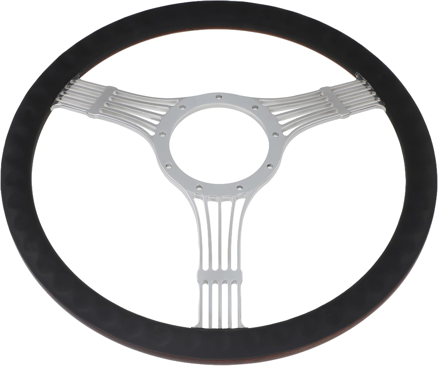15.5'' 5-String Billet Banjo Full Wrap Steering Wheel with 9 Bolts 2'' Dish and Horn Button (Walnut Wood)