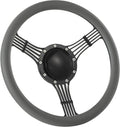 14'' Billet Banjo Half Wrap Steering Wheel with 9 Bolts 2'' Dish and Horn Button (Light Grey)