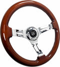 VSW S6 Steering Wheel, Mahogany 6 Bolt Chrome Slotted 3-Spoke ST3011