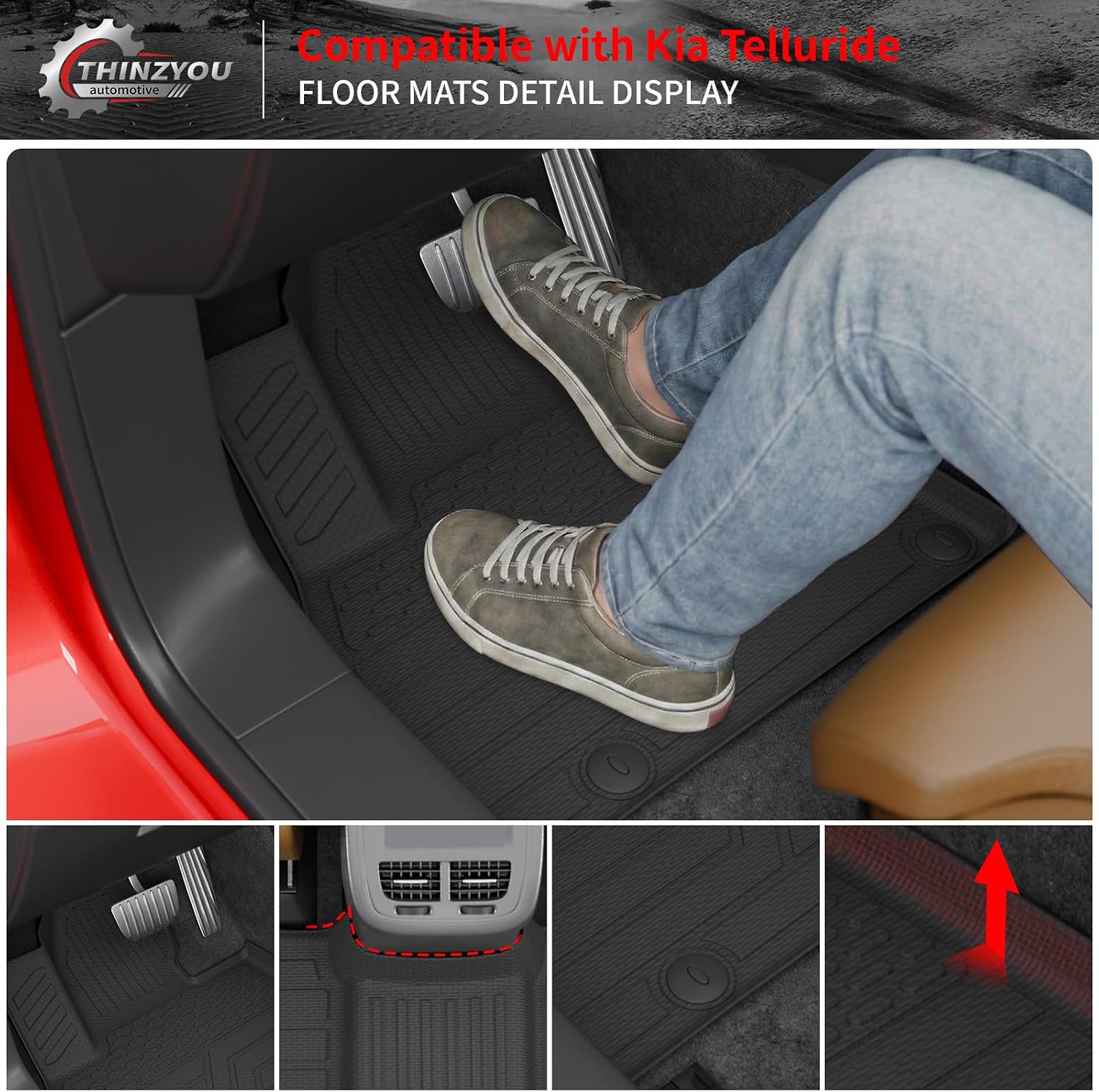 Floor Mats Compatible with 2020-2025 Kia Telluride 7&8 Seats (NOT for 2027) Cargo Mat Cargo Liner Back Seat Cover 2024 Telluride Accessories (Trunk Mat with Backrest Mats+Floor Mats)