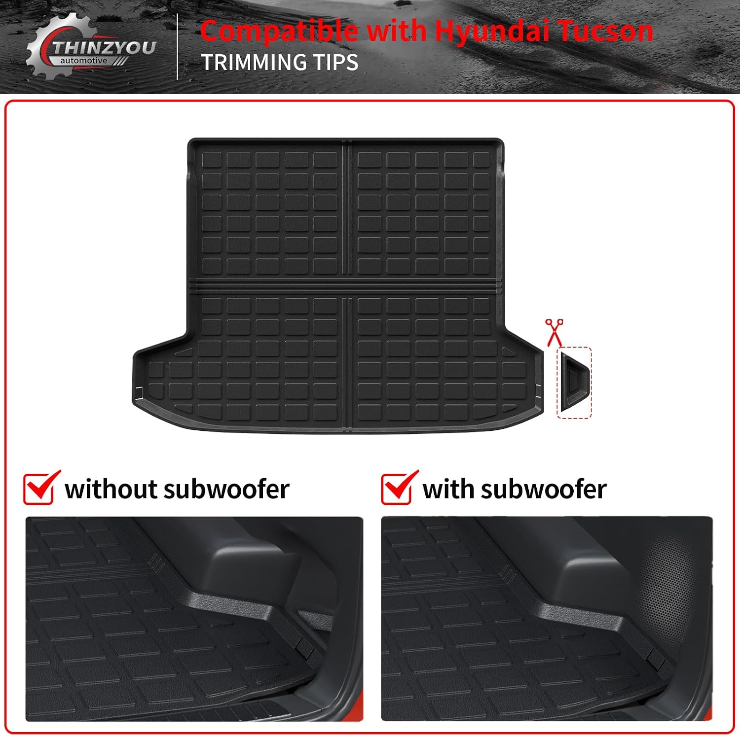 Floor Mats Compatible with 2022-2025 2026 Hyundai Tucson Trunk Mat Cargo Liner Cargo Mat TPE All Weather Back Seat Cover Protector 2024 Tucson Accessories(Floor Mats+Backrest Mats+Trunk Mat)