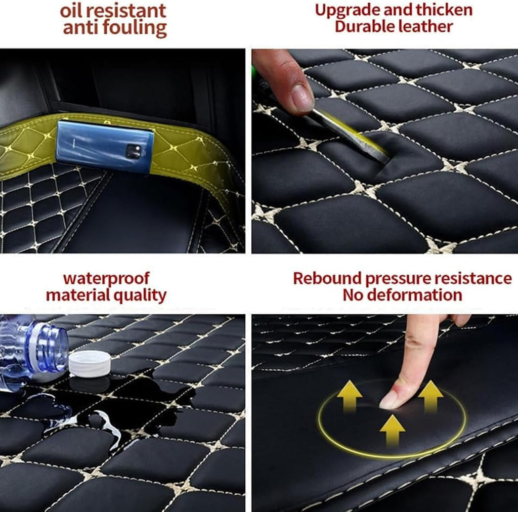 Car Boot Liners Mats Leather for Porsche Cayenne E-Hybrid 2018-2025, Full Coverage Rear Trunk Cargo Carpets Protector Cover, Waterproof Anti-Slip Scratch Accessories, B/Black Red