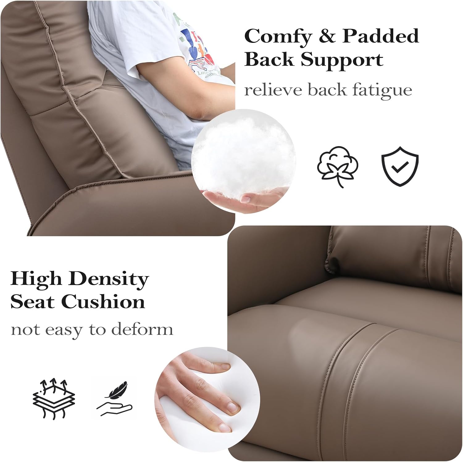 cinkehome Swivel Rocker Recliner Chair, Modern Faux Leather Manual Recliner, Glider Recliner, 360 Swivel, 30 Rocking, Relaxing, Living Room, Bedroom