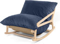 Pillow Saxx Bean Bag Rocking Chair - Elegant Oversized Rocker with Modern Wood Frame, Lush Velvet Navy Blue