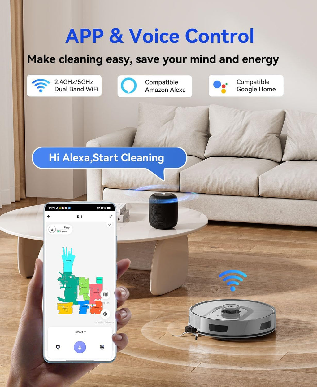Robot Vacuum 20,000 Pa Robot Vacuum and Mop,90 Day Self Emptying Vacuum Robot,Lidar Navigation,5G/2.4GWiFi APP Aspirateur Robot,Self-Charging Robot Vacuums for Pet,Floor,Carpet Gray R11
