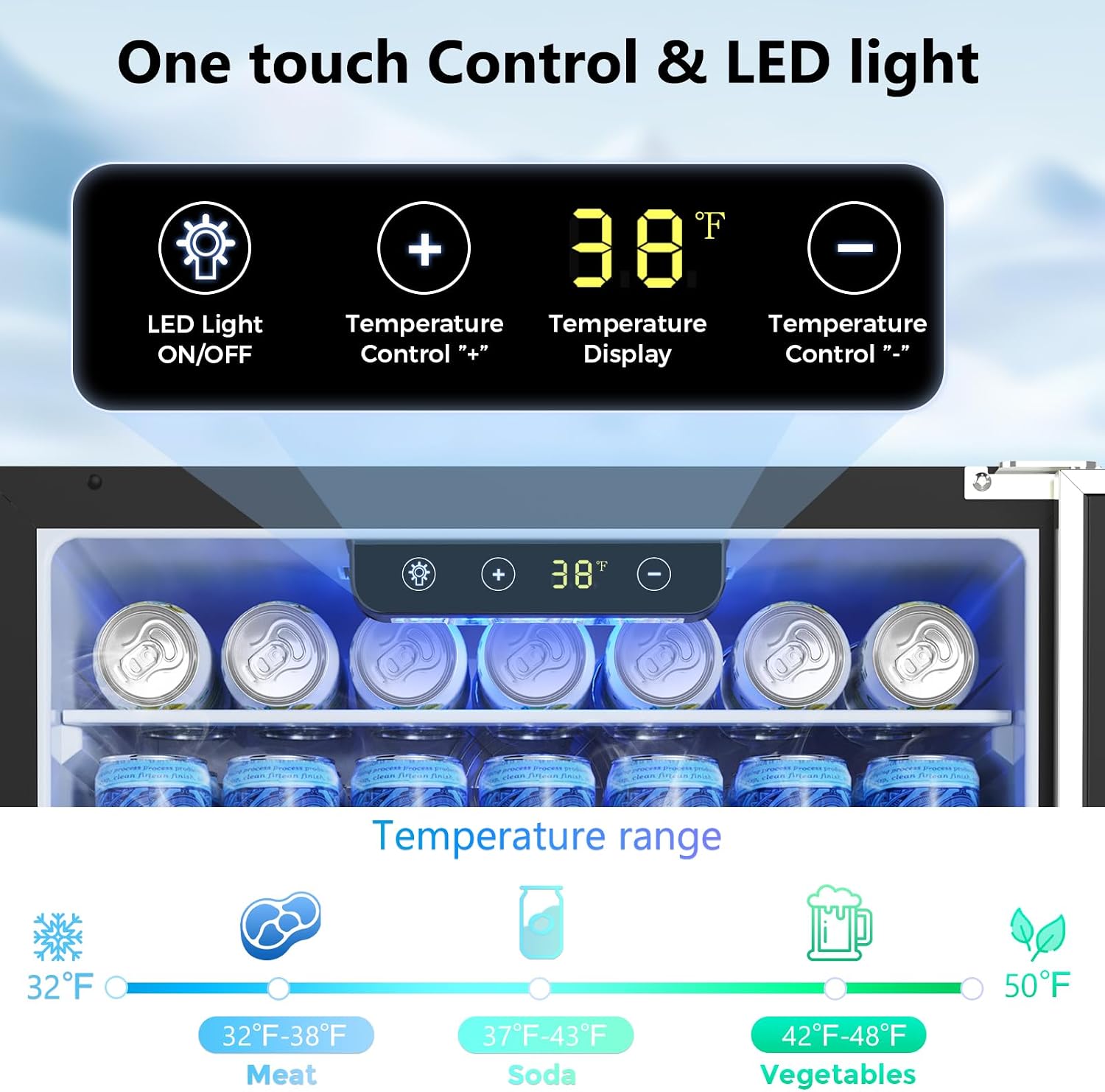 Electactic 24.4 Inch Beverage Refrigerator, Under Counter Freestanding Beverage Cooler 180 Can, Outdoor Fridge with Stainless Steel Door, Outdoor Refrigerator for Patio, Home, Kitchen, Bar (Silver)