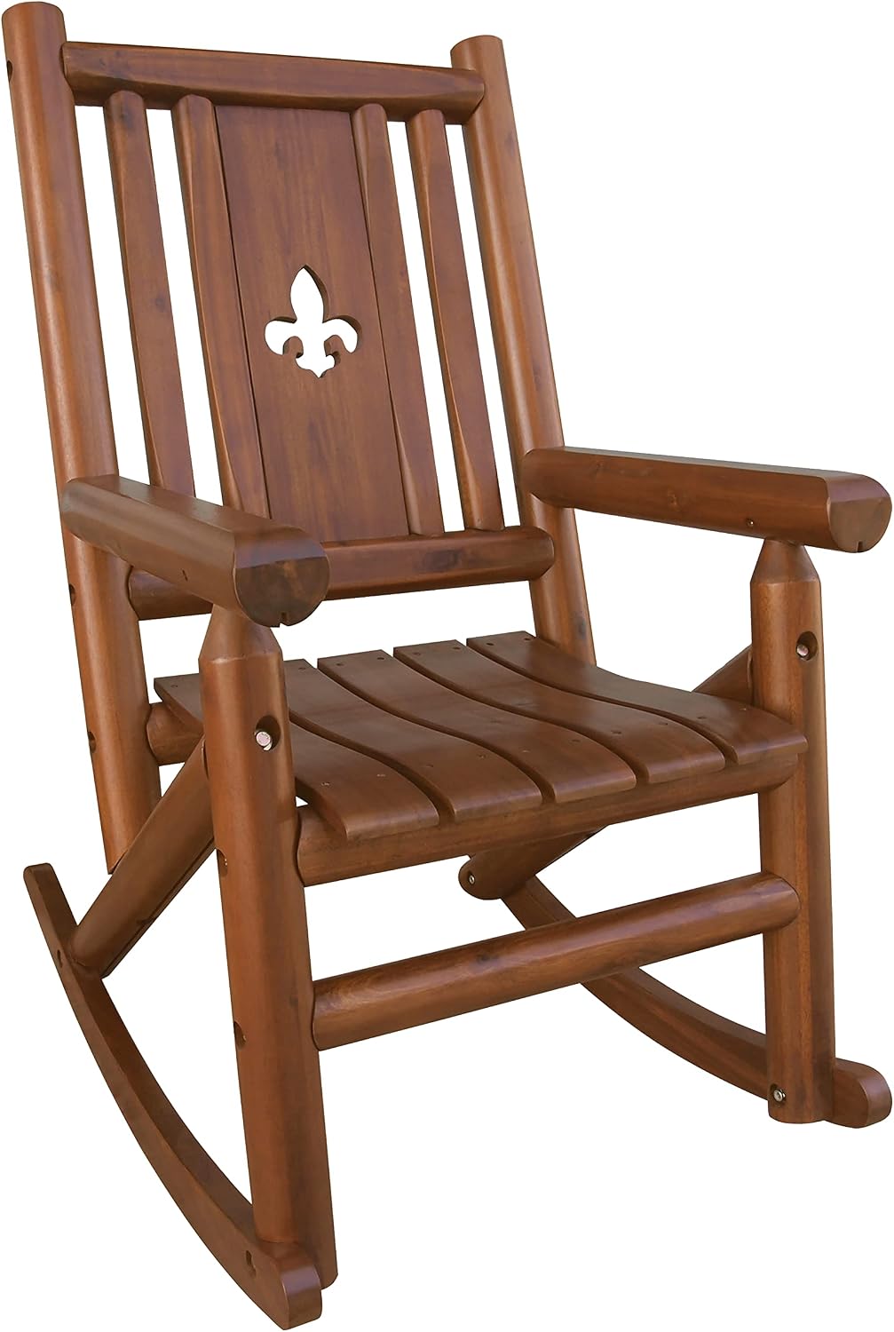 Leigh Country Amberlog Single Rocker with Fleur-De-Lis Cutout
