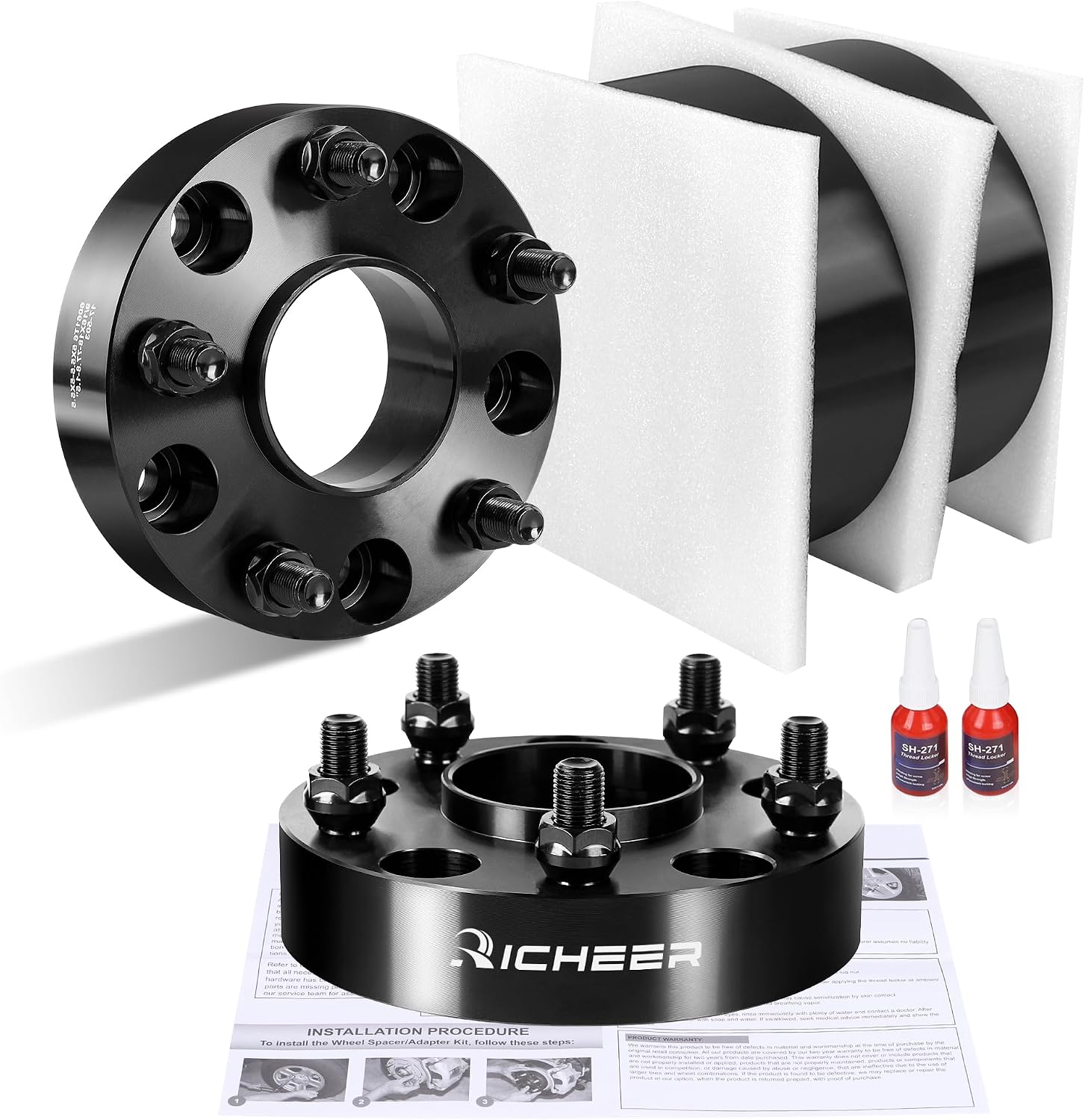 Richeer 5x5.5 Wheel Spacers for 2002-2011 Ram 1500 2006-2009 Aspen 2005-2011 Dakota 2004-2009 Durango, 4PCS 1.5' Hub Centric 5x139.7mm Forged Wheel Spacers with 9/16-18 Studs & 77.8mm Center Bore