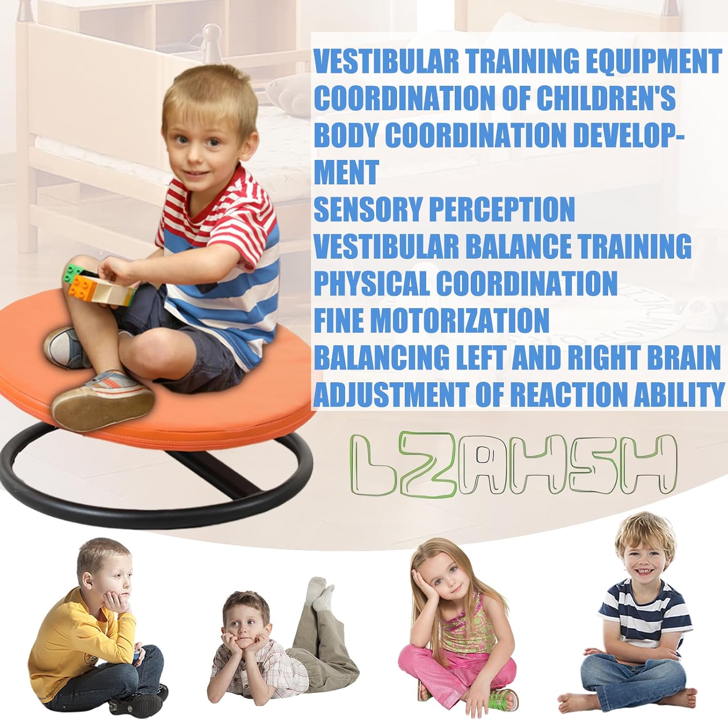 Spinning Chair for Kids Sensory,Handiwork Soft Seat Cushions Installation-Free Swivel Chair for Kids Body Sensory Training Autism Kids Swivel Chair Sit and Spin,Comfortable to Sit