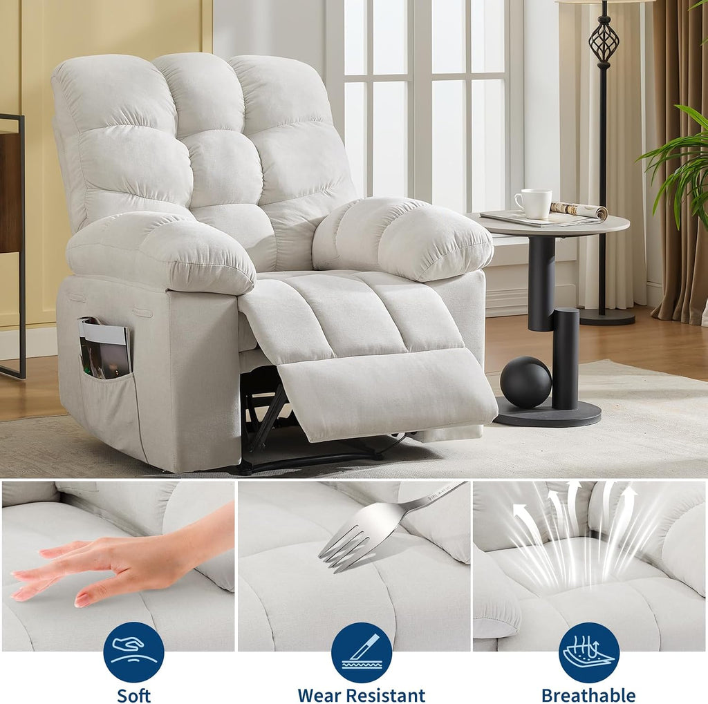 21.4in Wide Rocking Recliner Chair,Massage & Heat Recliner Chair for Adults,Home Theater Seating with Lumbar Support,Nursery Rocking Chairs for Living Room
