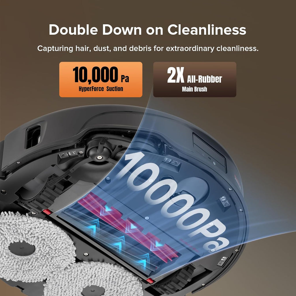 roborock Qrevo Master Robot Vacuum and Mop Combo, 10,000Pa Suction, FlexiArm Design Side Brush & Mop, Auto Mop Washing & Drying, Self-Emptying&Refilling, Dock Self-Cleaning, Obstacle Avoidance, Black