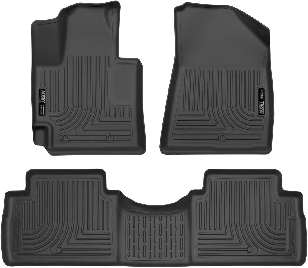 Husky Liners Weatherbeater Floor Mats | Fits 2014-2019 Kia Soul | Front & 2nd Row, 3-pc Black - 99611