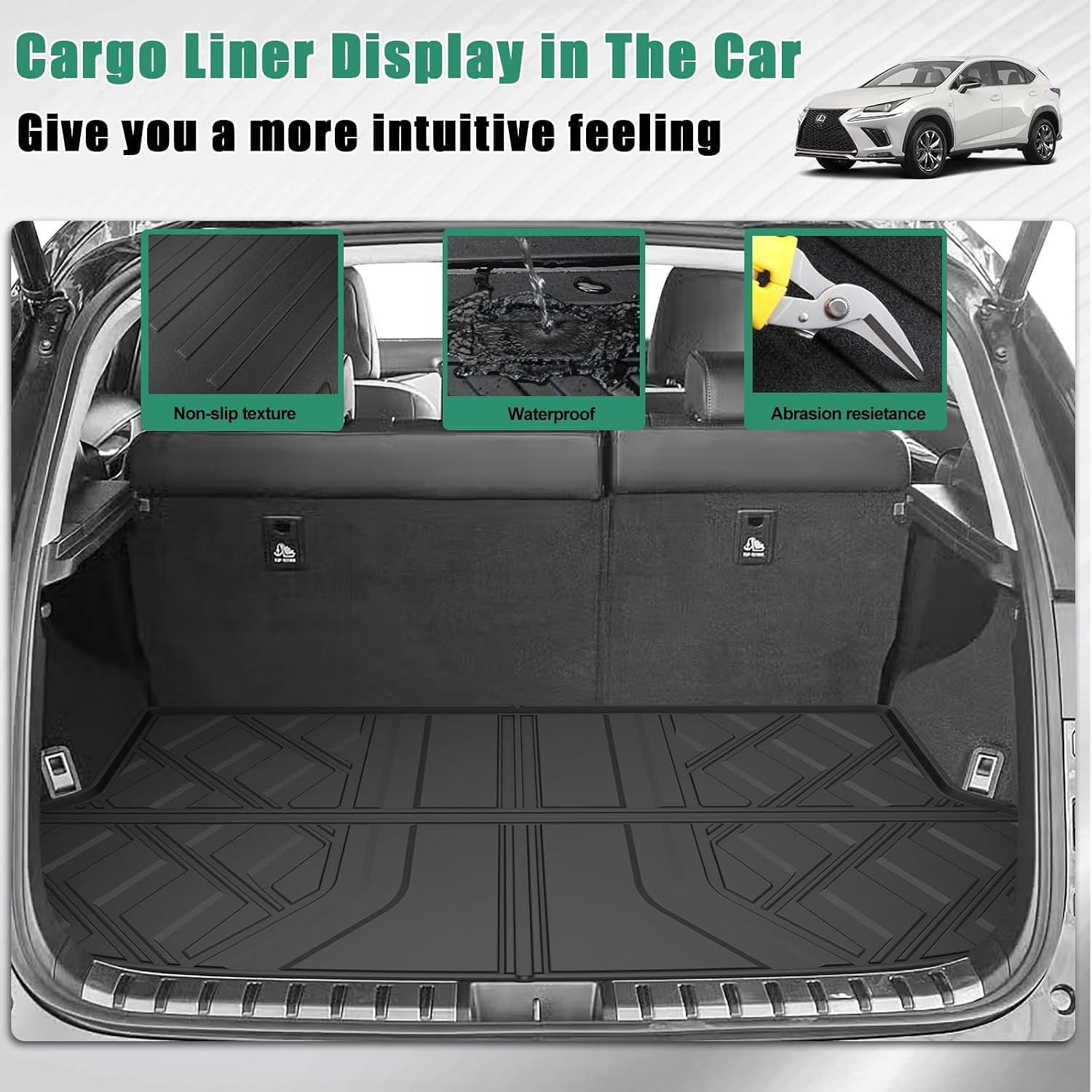 Floor Mats & Trunk Mat Fit for Lexus NX 2015-2021 NX300/ NX300h /NX200t All Weather TPE Floor Liners and Cargo Liner for Lexus NX All Models