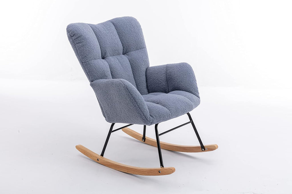 Rocking Chair Nursery Gilder, 31.5' D×27.6' W×37.4' H, Soft Teddy Fabric, 250LBS Capacity, Living Room & Nursery Accent Furniture