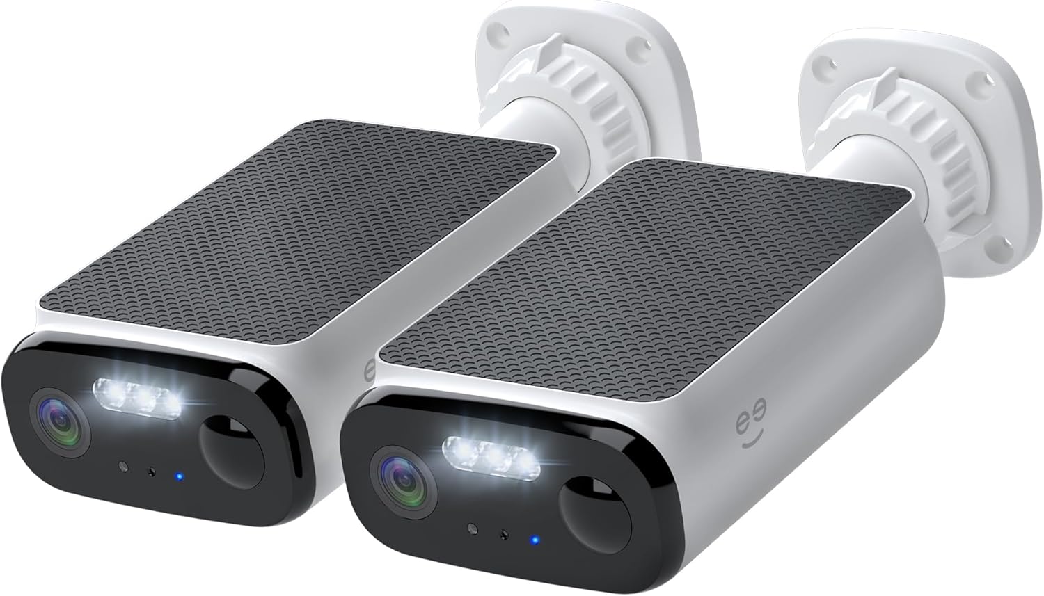 Geeni Falcon Smart Solar Battery Camera 2K+ – Outdoor Camera Wireless, Weather Resistant with Solar-Powered Battery, Motion Alerts, Color Night Vision, Two-Way Audio — 2-Pack, White