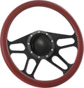 14'' Billet Half Wrap 9 Bolts Steering Wheel with 2'' Dish and Horn Button(Burgundy)