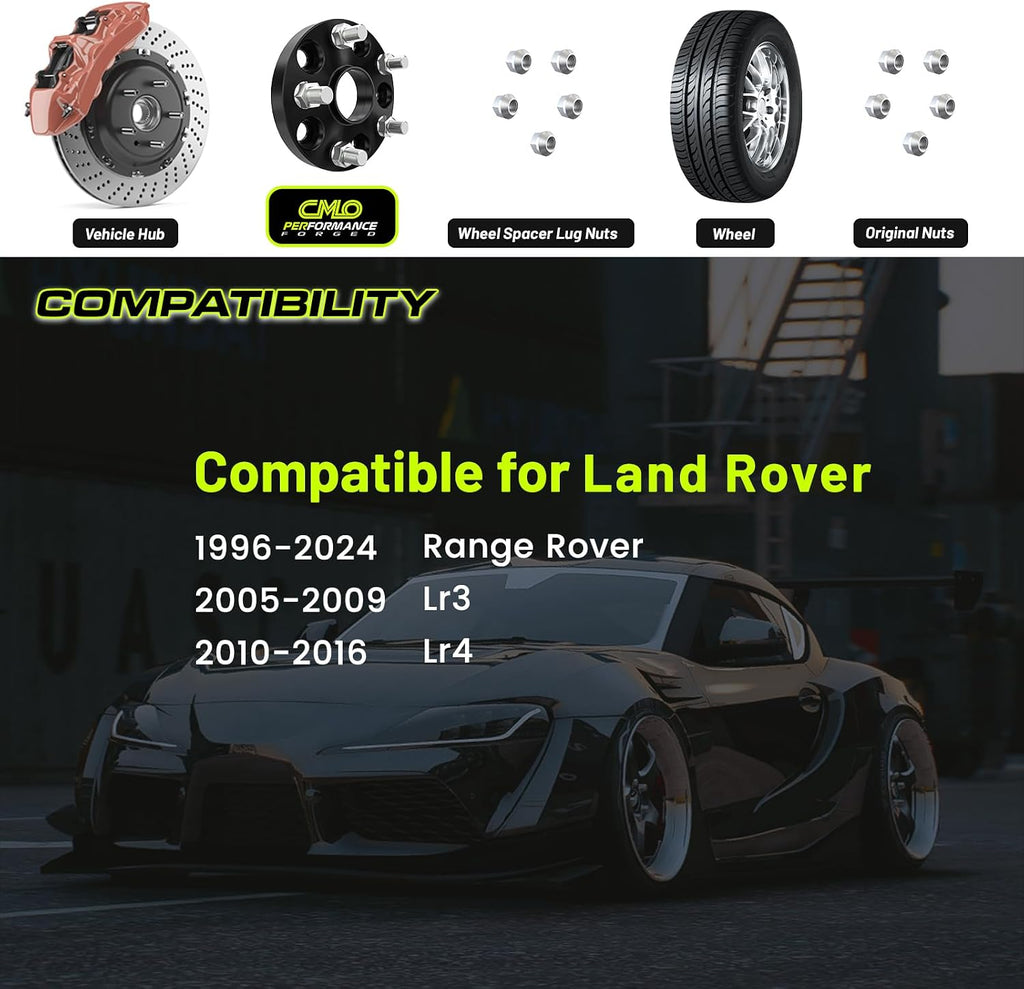 Customadeonly Forged 5x120 Wheel Spacers 25mm (1 Inch) Black Anodized Hubcentric 72.6mm Bore 14x1.5 Studs (4pcs) Compatible for Range Rover 1996–2018, LR3 2005–2009, LR4 2010–2016
