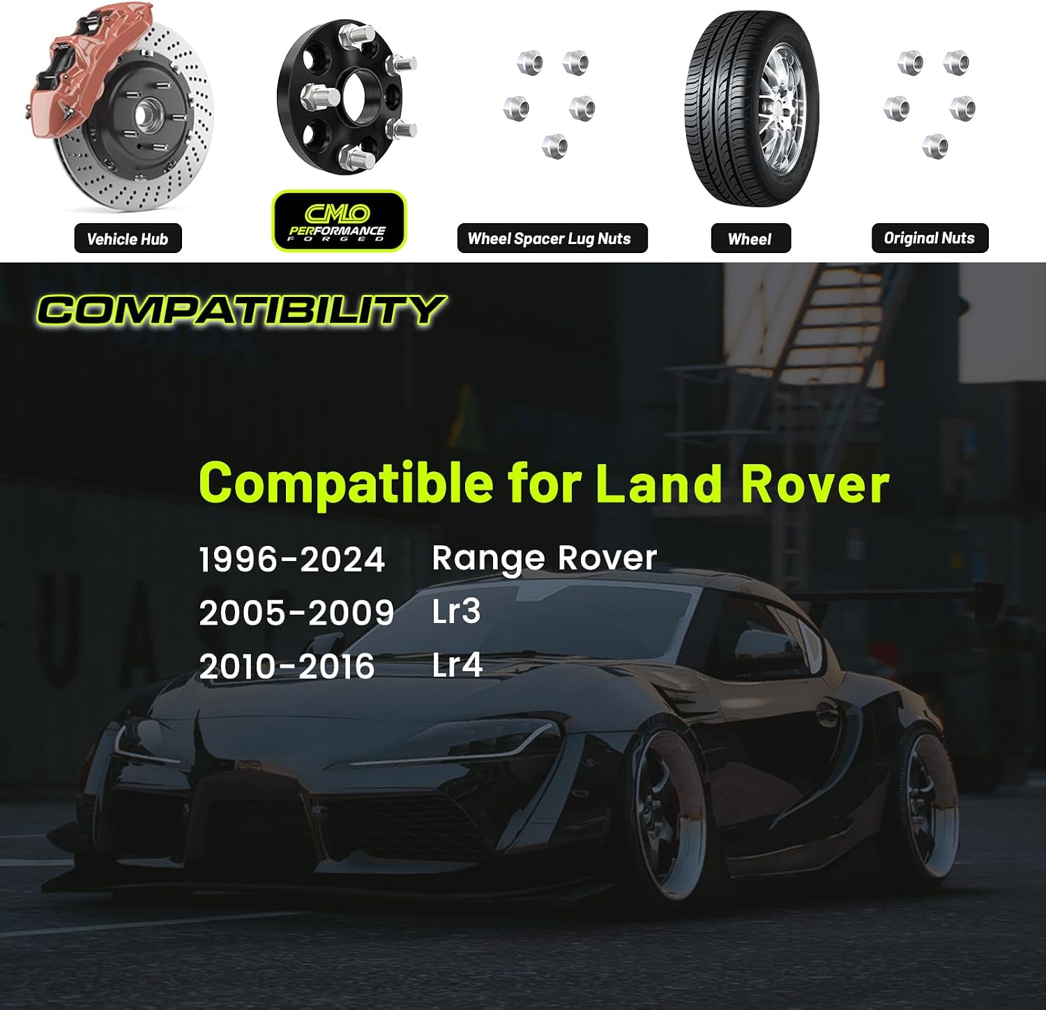 Customadeonly Forged 5x120 Wheel Spacers 25mm (1 Inch) Black Anodized Hubcentric 72.6mm Bore 14x1.5 Studs (4pcs) Compatible for Range Rover 1996–2018, LR3 2005–2009, LR4 2010–2016