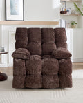 Oversized Manual Recliner Chair with 360° Swivel, Big and Tall Rocker Glider for Nursery Living Room, Chenille Overstuffed Reclining Sofa with Handle, 375lbs (Brown, Manual)