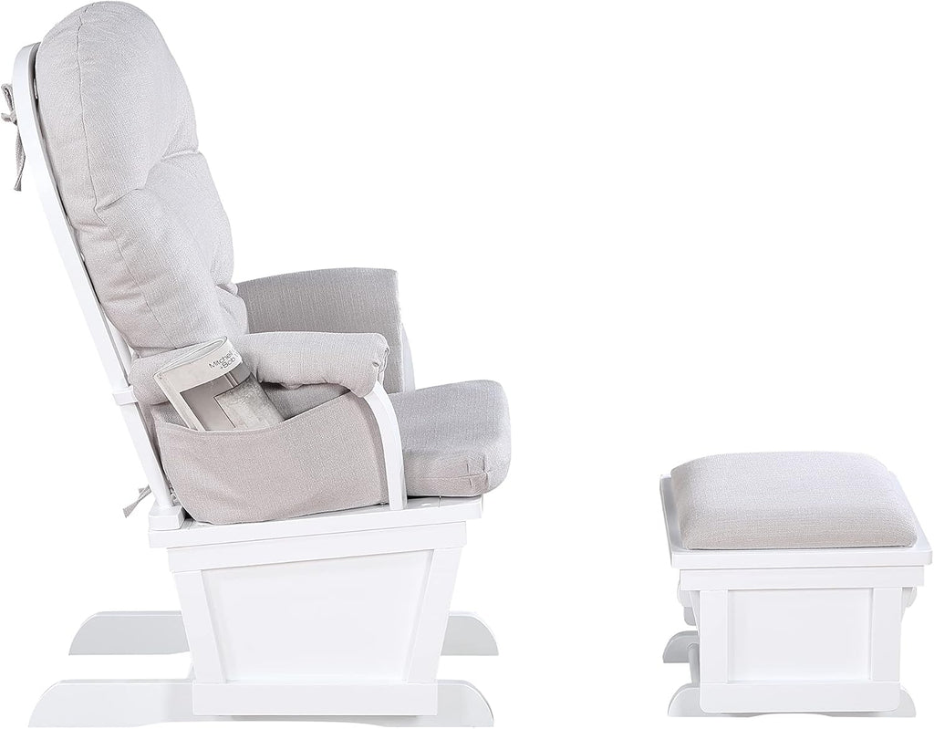 Suite Bebe Madison Glider & Ottoman, White/Woven Gray