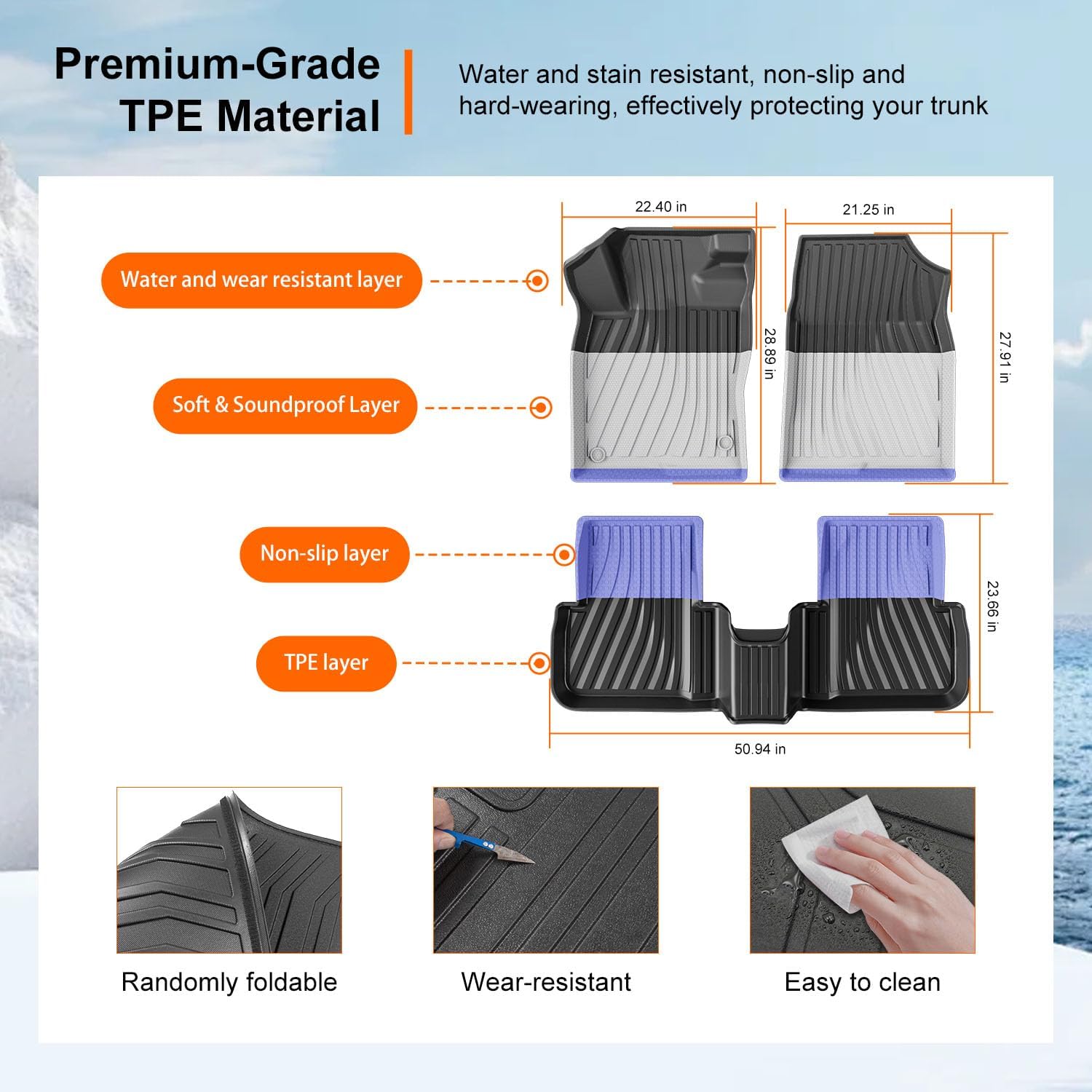 powoq Floor Mats Compatible with 2022-2026 Honda Civic Hatchback Cargo Mat Cargo Liner Floor Liner TPE Replacement for 2022-2026 Honda Civic Accessories (Trunk Mat+Backrest Mats+Floor mats)