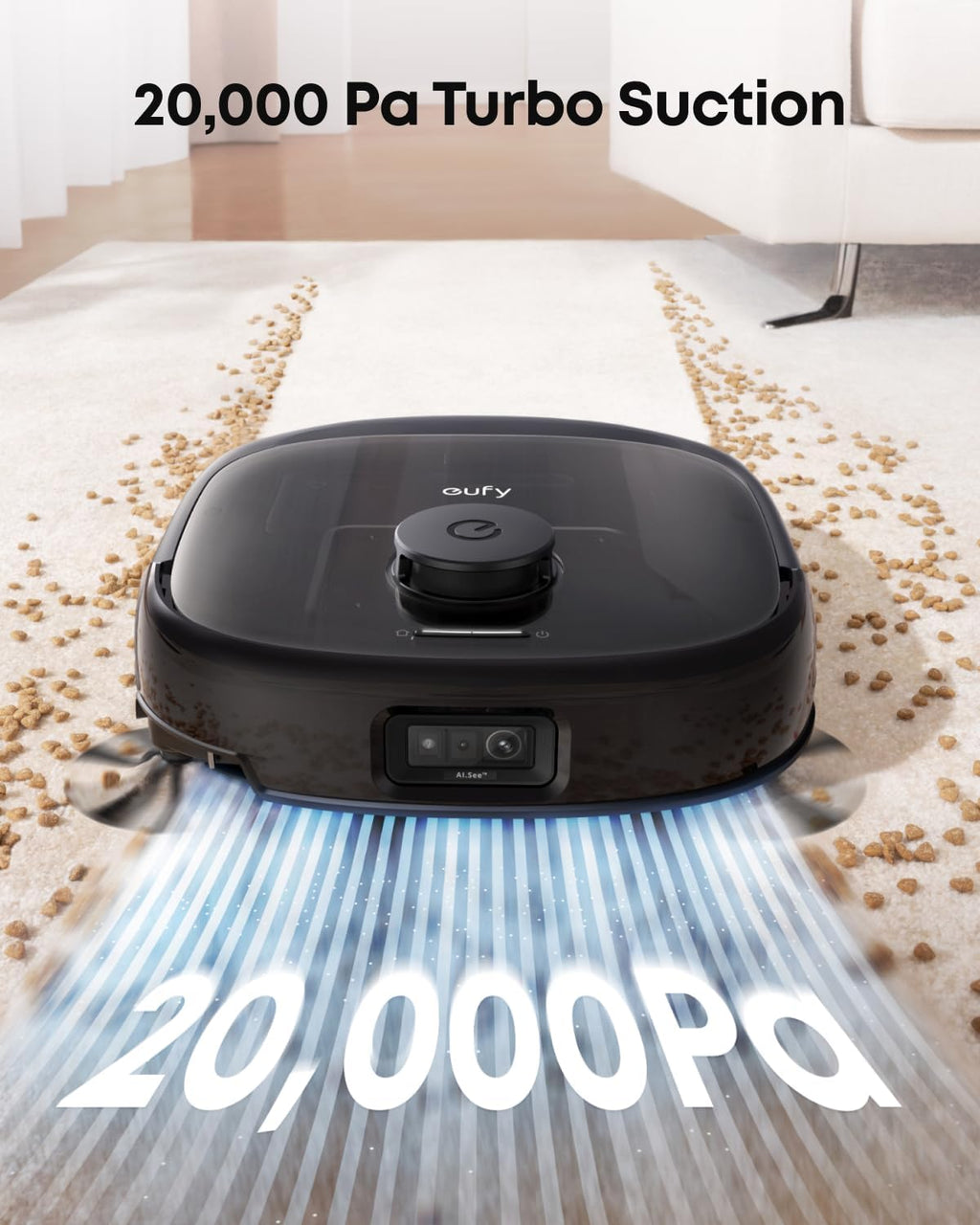 eufy E25 Omni Robot Vacuum and Mop Combo, HydroJet System, 20,000 Pa Turbo Suction,Zero-Tangling, Corner to Edge Deep Cleaning, with auto All-in-One Station（renewed- Acceptable）