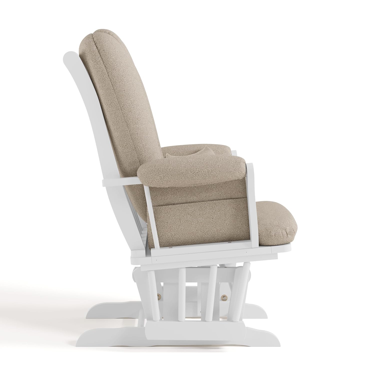 Storkcraft Tuscany Custom Glider and Ottoman with Free Lumbar Pillow (White/Taupe Swirl) - Cleanable Upholstered Comfort Rocking Nursery Chair with Ottoman