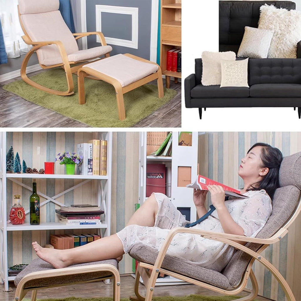 Rocking Chair Indoor, Glider Rocking Chair with High Backrest, Modern Accent Chair Nursery Chair with Wood Legs, Comfy Armchair Rocking Chairs for Living Room, Bedroom, Offices,Blue b