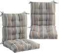 Outdoor High Back Chair Cushions Set of 2,Reversible Lawn Chair Cushion 44 x22 inch,Water Resistant Tufted Adirondack Chair Cushion,for Garden Rocking Chair,Patio Furniture(Gray Stripe)