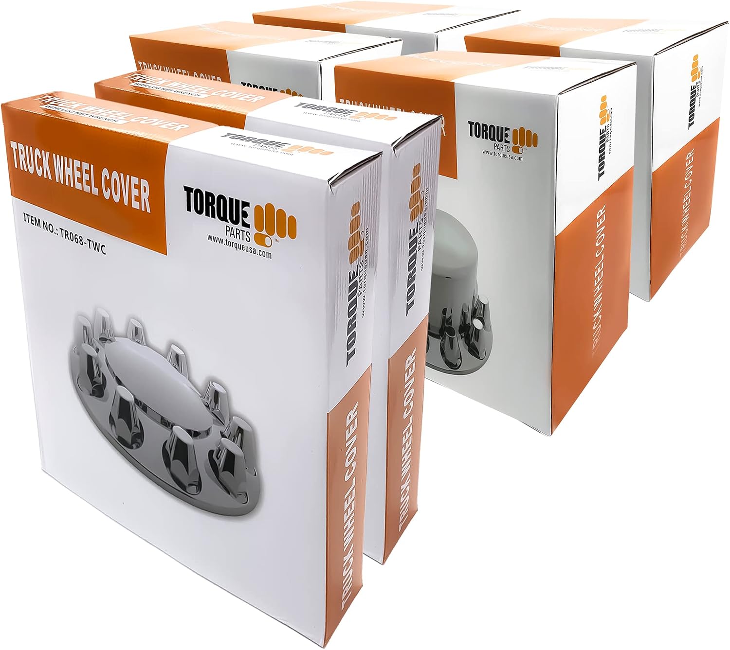 TORQUE Chrome Front and Rear Axle Complete Wheel Cover Set 33mm Screw-on Lug Nut Covers for Semi Trucks (Installation Tool Included) Standart Hub Caps Kit (2 Front & 4 Rear) (TR082)