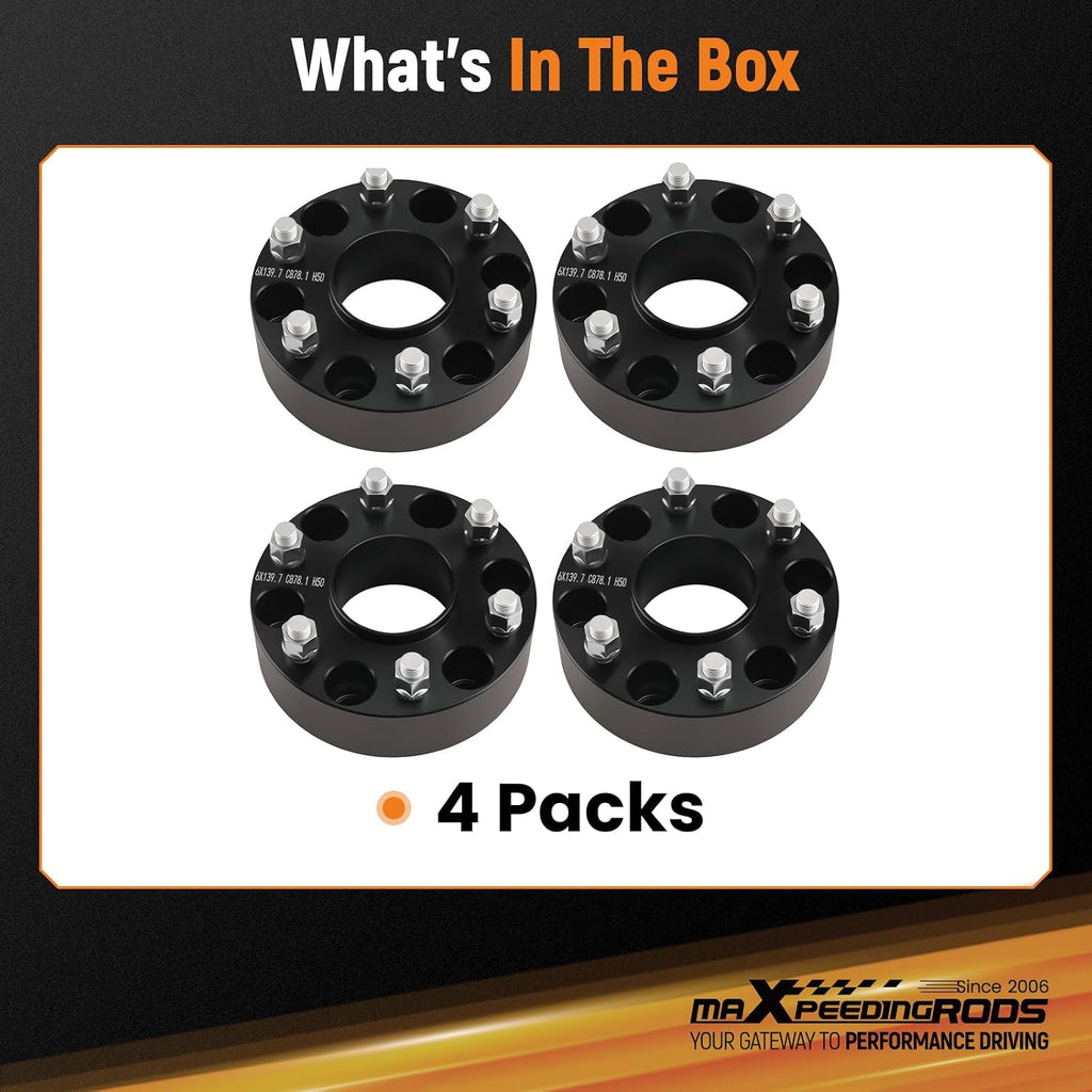 maXpeedingrods 2 Inch 6x5.5 Hubcentric Wheel Spacers for Chevy Silverado Sierra 1500, 6x139.7mm M14x1.5 Studs 78.1mm Hub Bore with Lip Forged Spacer for Tahoe, Suburban, Yukon 6 Lug