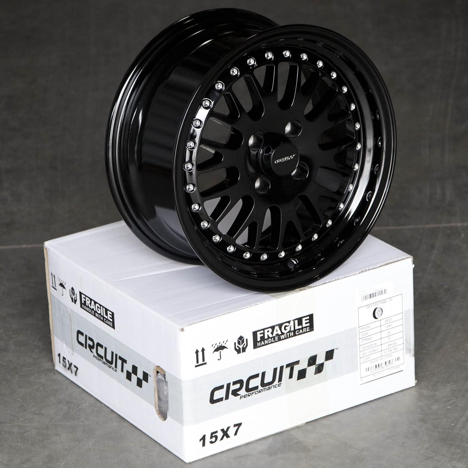 Circuit Performance CP21 15×7 Gloss Black 4×100 [+25mm] Wheel Rim compatible with Acura Integra, Honda Civic, Mazda Miata MX5, and BMW E30