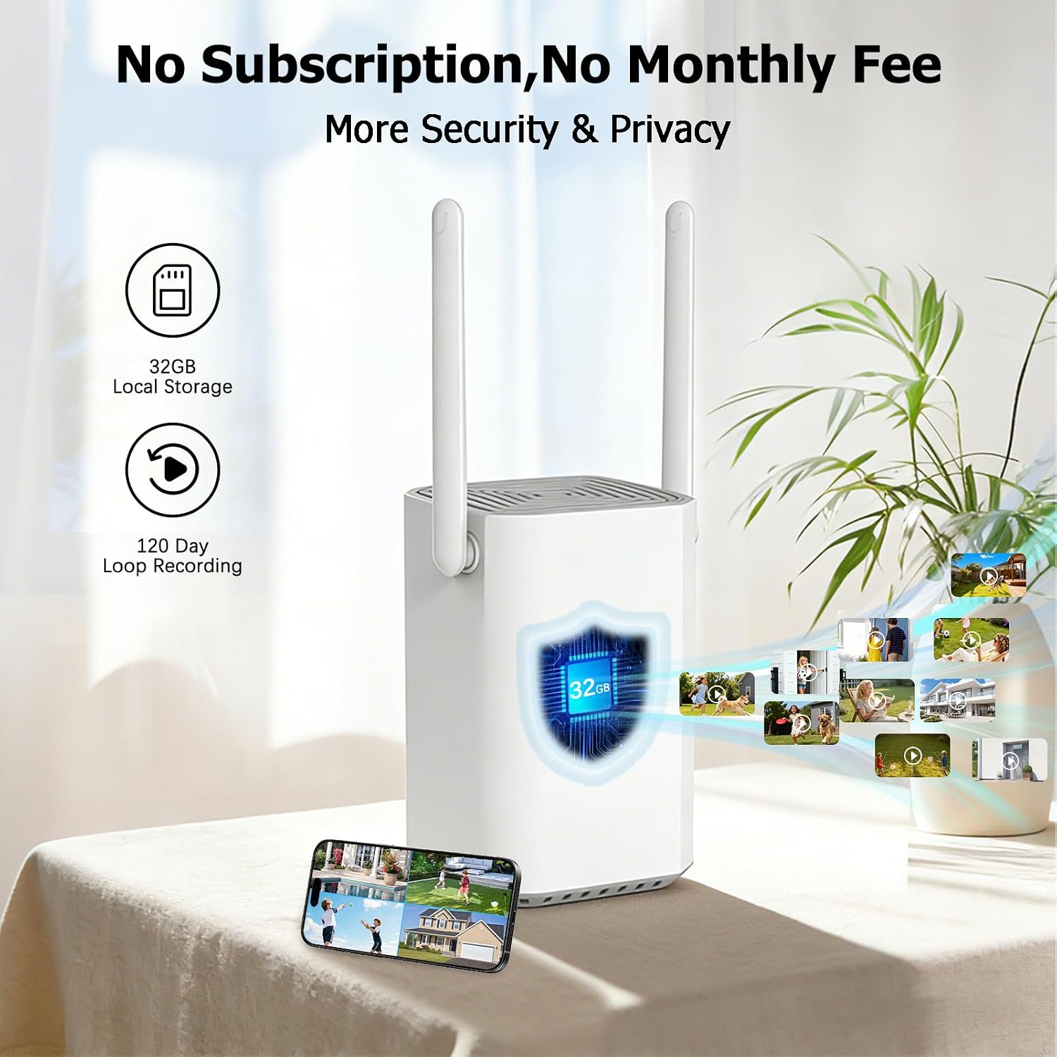 Solar Security Cameras Wireless Outdoor, 4 Cam-Kit, 4MP Home Security System with Color Night Vision, 2.4G & 5G WiFi, 360° Pan & Tilt, 32GB Local Storage, No Subscription, Motion Detection, Spotlight