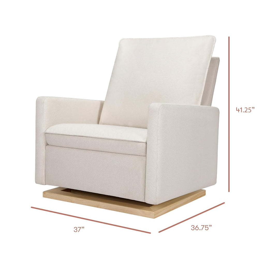 Babyletto Cali Pillowback Chair and a Half Glider in Performance Cream Eco-Weave with Light Wood Base, Water Repellent & Stain Resistant, Greenguard Gold and CertiPUR-US Certified