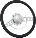 14'' Billet Half Wrap 9 Bolts Steering Wheel with 2'' Dish and Horn Button (Black)