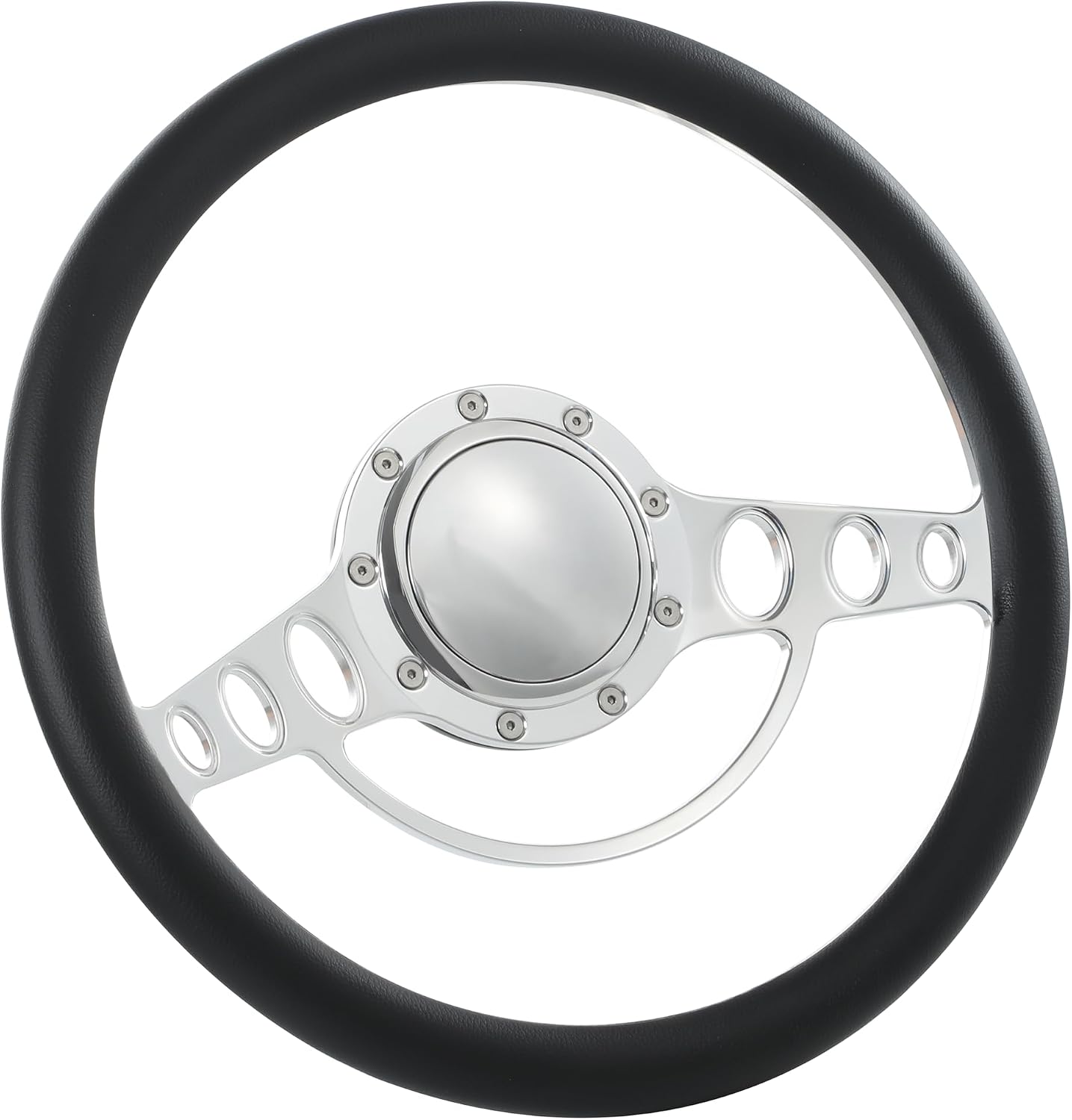 14'' Billet Half Wrap 9 Bolts Steering Wheel with 2'' Dish and Horn Button (Black)