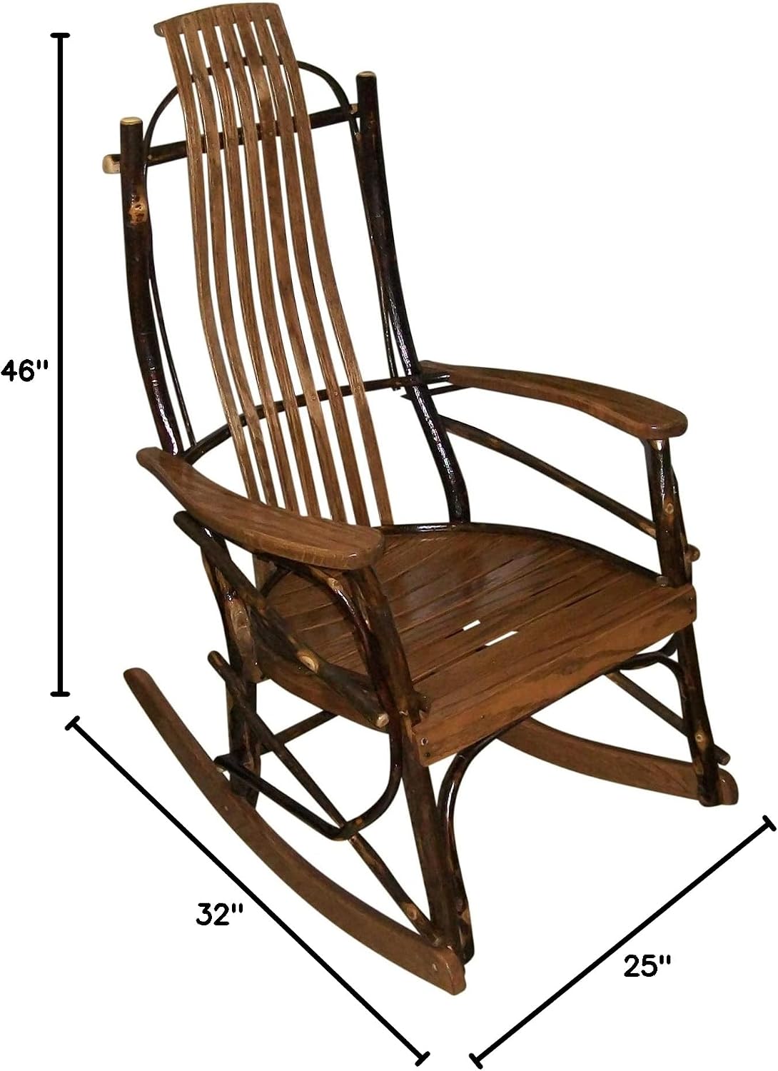 Amish-Made Medium Walnut-Stained Oak and Hickory Rocking Chair
