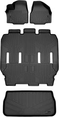 SMARTLINER Floor Mats 3 Rows and Cargo Liner Behind 3rd Row Set Compatible with 2017-2020 Chrysler Pacifica