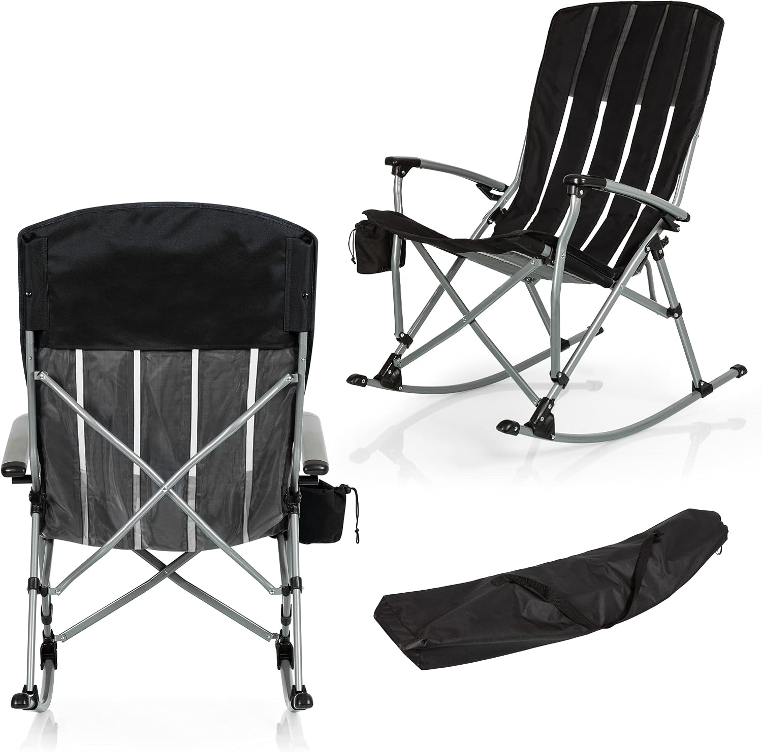 Picnic TIME Outdoor Rocking Camp Chair - XL Heavy Duty Camping Chair for Adults