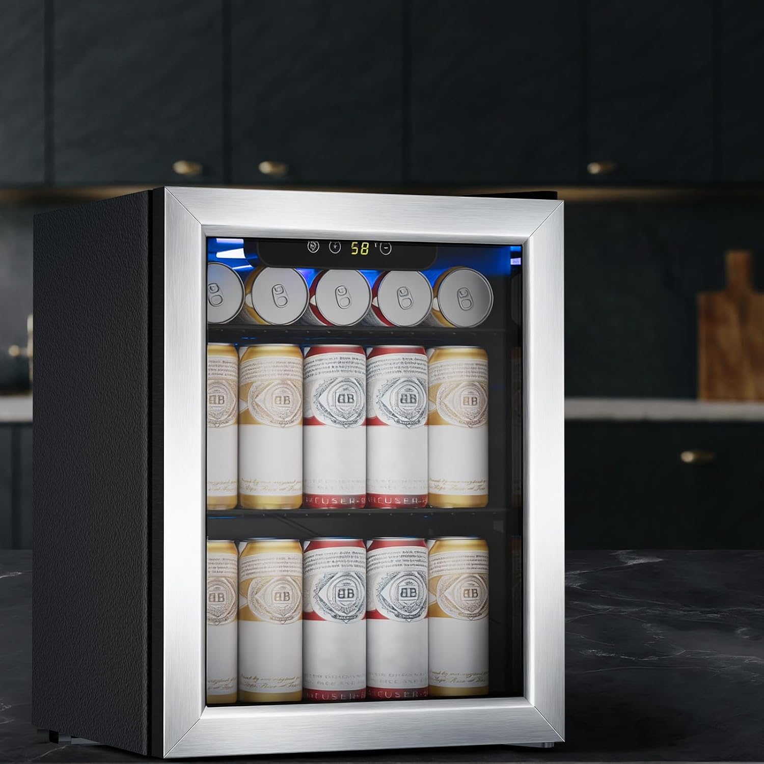 COWSAR 1.7 Cu. Ft Mini Beverage Refrigerator, 68 Cans, 16 Bottles Compact Drink Cooler with Glass Door & Touch Controls for Home, Office Bar