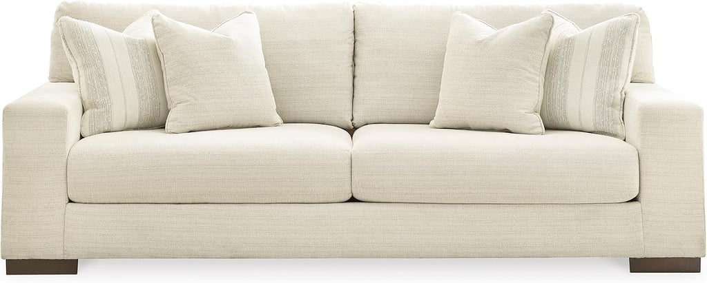 Signature Design by Ashley Maggie Contemporary Upholstered Sofa with Accent Pillows, Off-White