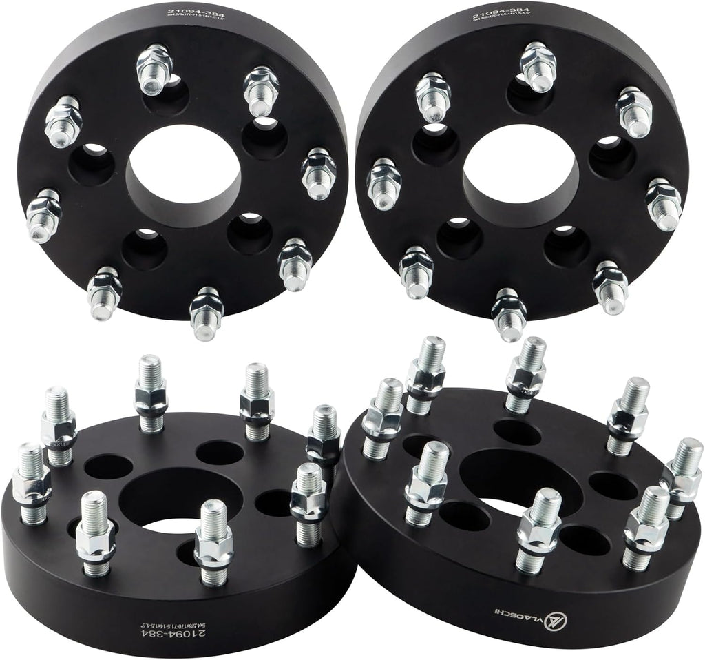 Black Forged 5x4.5 to 8x170 Wheel Adapters 1.5 Inch 14x1.5 Studs Compatible with Jeep-Ford-Dodge-Honda-Toyota-Lexus 5 Lug to 8 Lug Adapter (Adapt 8x170 Wheels on 5x114.3 Vehicle) - Pack of 4