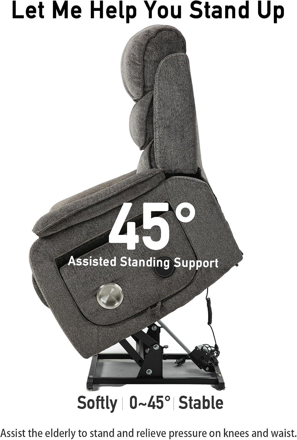 Large Power Lift Lazy Boy Recliner Chair with Heated and Massage, Upgraded Dual Motor Lay Flat Recliners, 25in Extra Wide Seat, Cup Holder, Side Pocket