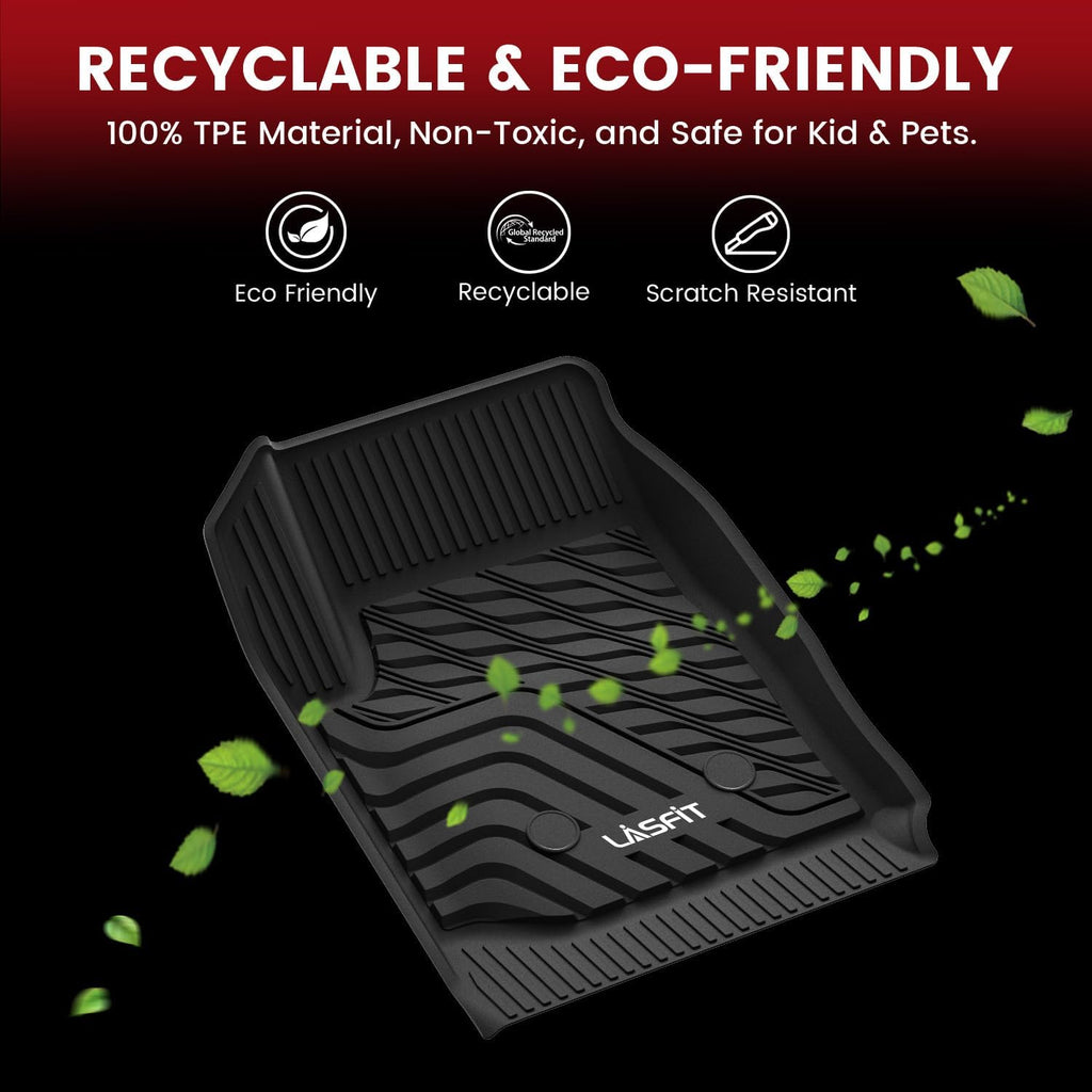LASFIT Floor Mats for Chevrolet Chevy Colorado/GMC Canyon 2015-2022 (Only Crew Cab), All Weather TPE Custom Fit Automotive Floor Mats for Cars, 1st and 2nd Row Car Floor Mats Full Set, 3 PCS, Black