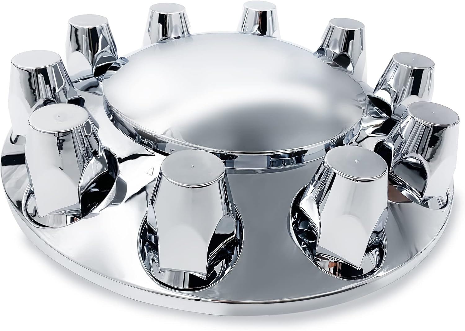 TORQUE Chrome Front and Rear Axle Complete Wheel Cover Set 33mm Screw-on Lug Nut Covers for Semi Trucks (Installation Tool Included) Standart Hub Caps Kit (2 Front & 4 Rear) (TR082)