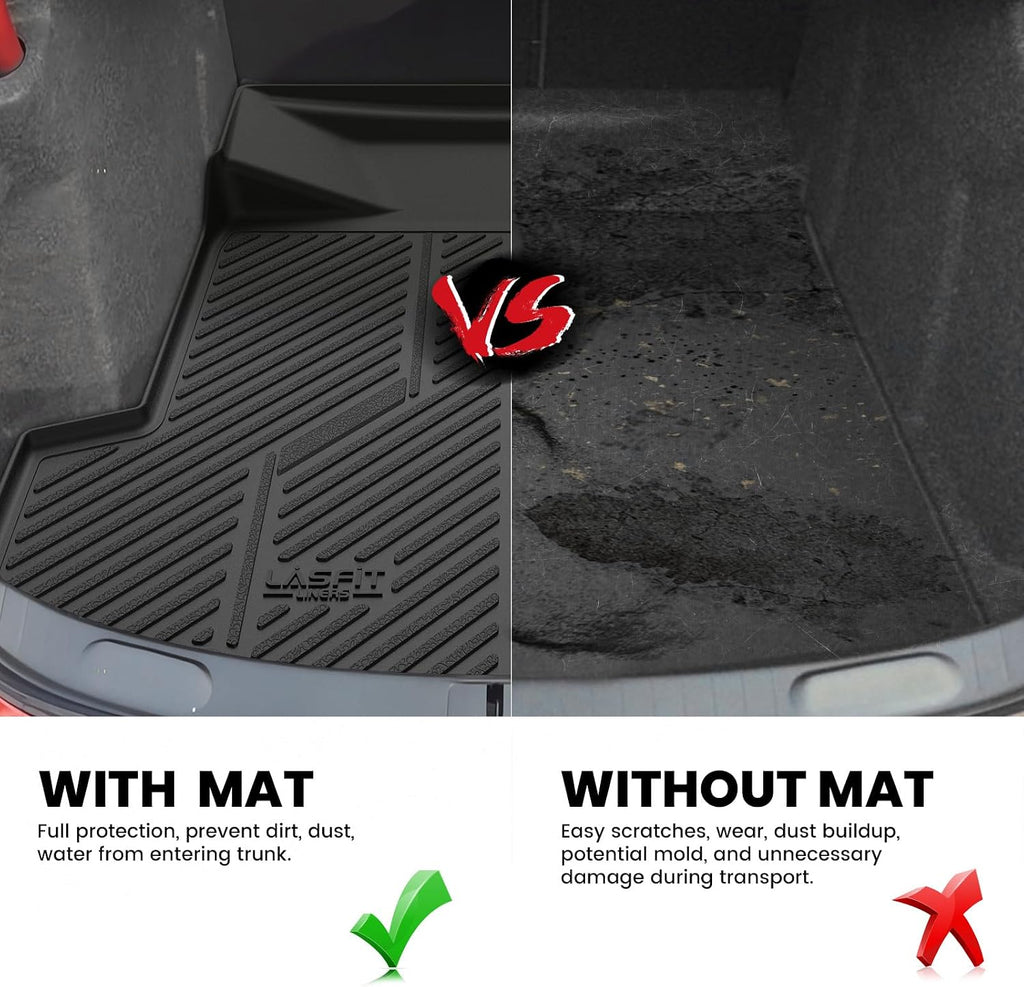 LASFIT Trunk Mat for Chevrolet Chevy Impala 2014-2020 (Not Fit Equipped with The Auto Stop/Start System), All Weather TPE Custom Fit Cargo Mat Trunk Liner for Chevy Impala Accessories, Black